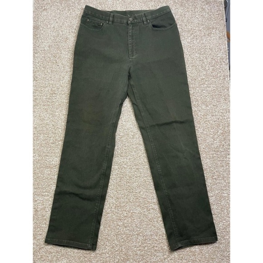 Lauren Ralph Lauren Jeans Women 12 Green Denim Cotton Mid Rise Straight Leg